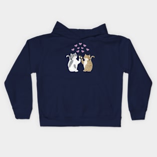 Cats and pink hearts Kids Hoodie